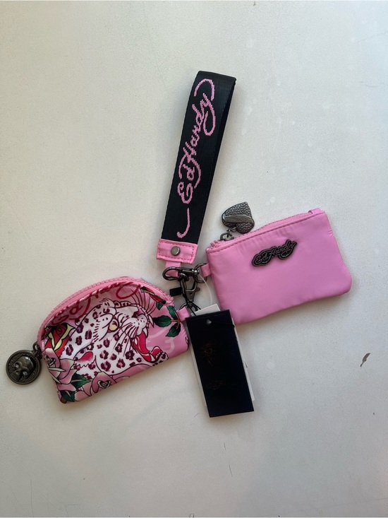 Ed Hardy Handbags - Ed Hardy Pink Wristlet Keychain Coin/Card Pouch Set